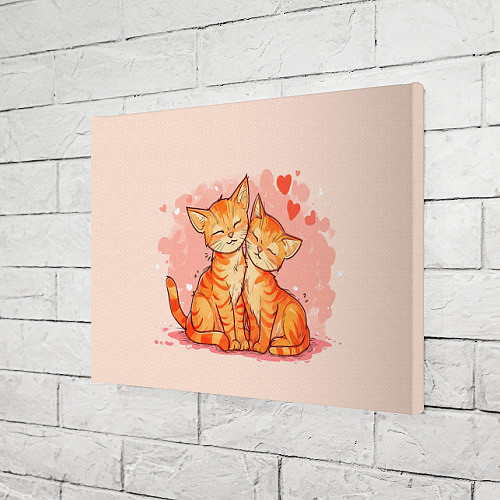Картина прямоугольная Влюбленные рыжики котики 14 февраля / 3D-принт – фото 3