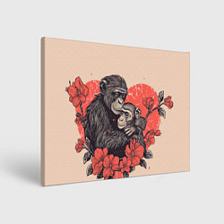 Холст прямоугольный Влюбленные обезьяны 14 февраля, цвет: 3D-принт