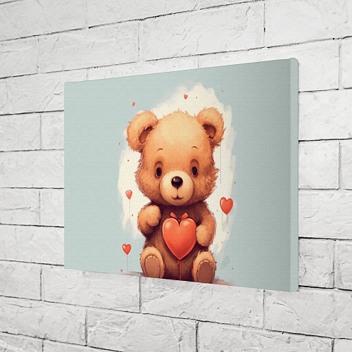 Картина прямоугольная Медвежонок с сердечком 14 февраля / 3D-принт – фото 3