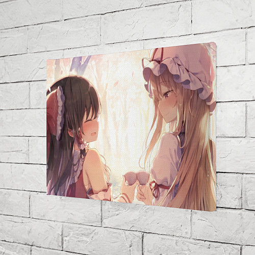Картина прямоугольная Touhou Project Рейму Юкари чаепитие / 3D-принт – фото 3