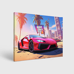 Холст прямоугольный GTA 6 logo auto style, цвет: 3D-принт