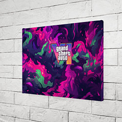 Холст прямоугольный GTA 6 logo яркий неоновый камуфляжный стиль, цвет: 3D-принт — фото 2
