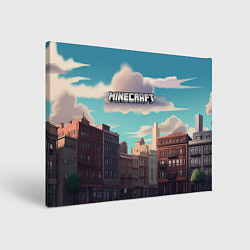 Холст прямоугольный Minecraft город и лого, цвет: 3D-принт