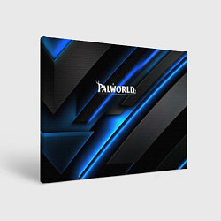 Холст прямоугольный Palworld logo blue neon abstract, цвет: 3D-принт