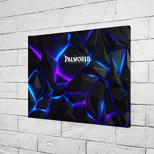 Картина прямоугольная Palworld логотип на черных неоновых плитах / 3D-принт – фото 3