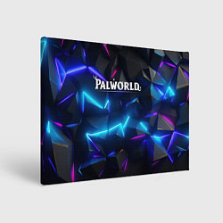 Холст прямоугольный Palworld логотип на ярких неоновых плитах, цвет: 3D-принт