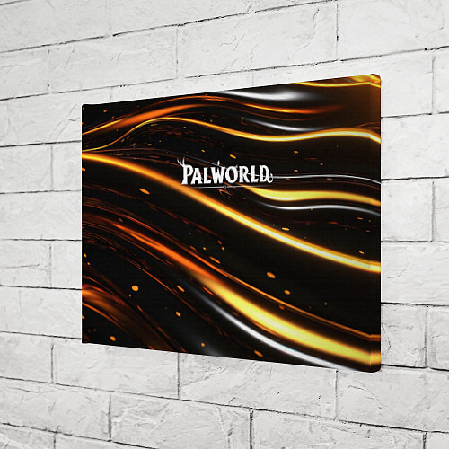 Картина прямоугольная Palworld логотип золотые волны на черном / 3D-принт – фото 3