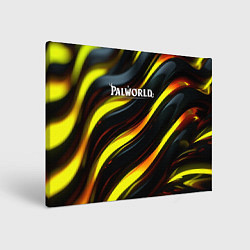 Холст прямоугольный Palworld логотип золотые и черные волны, цвет: 3D-принт