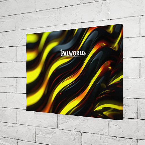Картина прямоугольная Palworld логотип золотые и черные волны / 3D-принт – фото 3