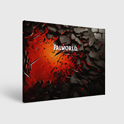 Холст прямоугольный Palworld логотип черные плиты в разломе, цвет: 3D-принт