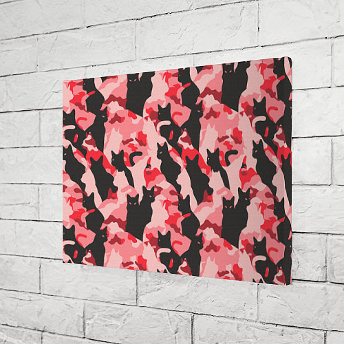 Картина прямоугольная Розовый камуфляж из котов / 3D-принт – фото 3