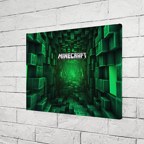 Картина прямоугольная Minecraft logo зеленые плитки / 3D-принт – фото 3
