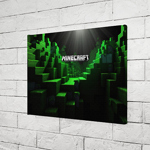 Картина прямоугольная Minecraft logo зеленые яркие плитки / 3D-принт – фото 3