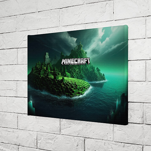 Картина прямоугольная Minecraft logo зеленый мир / 3D-принт – фото 3