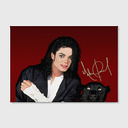 Холст прямоугольный Michael Jackson с пантерой и автографом, цвет: 3D-принт — фото 2