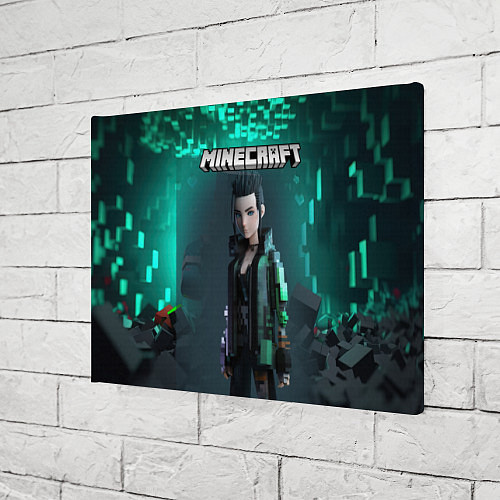 Картина прямоугольная Minecraft cyberpunk green neon / 3D-принт – фото 3