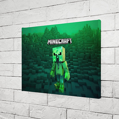 Картина прямоугольная Minecraft персонаж зеленый монстр / 3D-принт – фото 3
