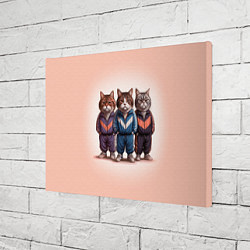 Холст прямоугольный Три полосатых кота в спортивных костюмах пацана, цвет: 3D-принт — фото 2