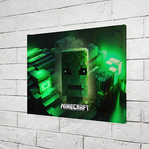 Картина прямоугольная Minecraft зеленая голова / 3D-принт – фото 3