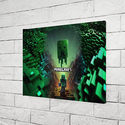 Картина прямоугольная Minecraft зеленая летящая голова / 3D-принт – фото 3