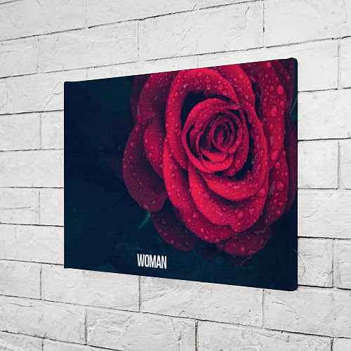 Картина прямоугольная Красная роза на чёрном - woman / 3D-принт – фото 3