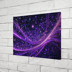 Холст прямоугольный Фиолетовые сверкающие абстрактные волны, цвет: 3D-принт — фото 2