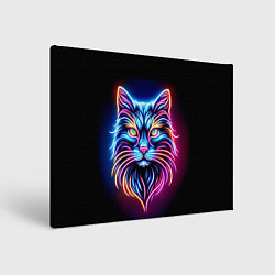 Холст прямоугольный Суровый неоновый кот, цвет: 3D-принт