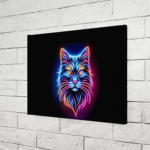 Картина прямоугольная Суровый неоновый кот / 3D-принт – фото 3