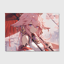Холст прямоугольный Genshin Impact Яэ Miko smile, цвет: 3D-принт — фото 2