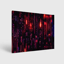 Холст прямоугольный Киберпанк светящиеся красные элементы, цвет: 3D-принт