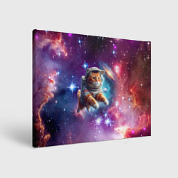 Холст прямоугольный Котик смелый космонавт - нейросеть, цвет: 3D-принт