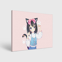 Холст прямоугольный Аниме девочка кошка с ушками, цвет: 3D-принт