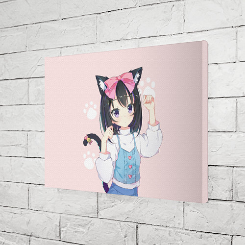 Картина прямоугольная Аниме девочка кошка с ушками / 3D-принт – фото 3
