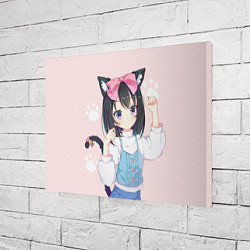Холст прямоугольный Аниме девочка кошка с ушками, цвет: 3D-принт — фото 2