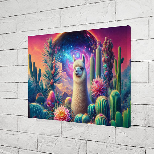 Картина прямоугольная Альпака в кактусах и портал / 3D-принт – фото 3