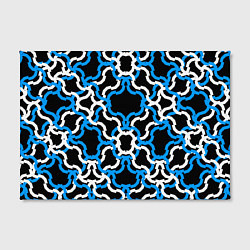 Холст прямоугольный Сине-белые полосы на чёрном фоне, цвет: 3D-принт — фото 2