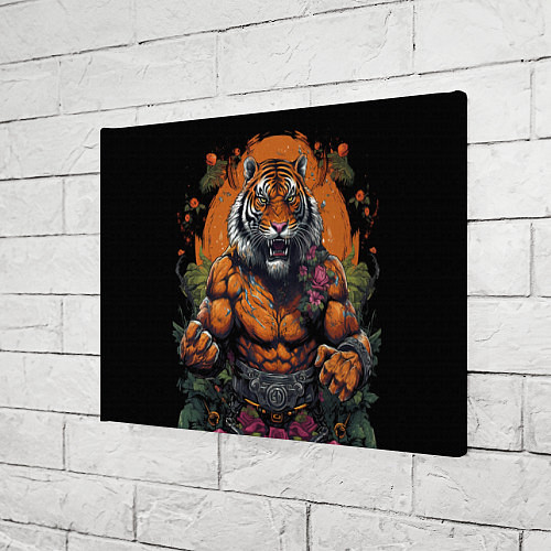 Картина прямоугольная Муай-Тай тигр в стойке боевые искусства / 3D-принт – фото 3