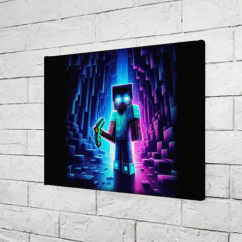 Картина прямоугольная Minecraft - neon character ai art / 3D-принт – фото 3