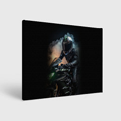 Холст прямоугольный Мотоциклист на мотоцикле, цвет: 3D-принт