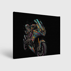 Холст прямоугольный Темный мотоцикл на черном фоне, цвет: 3D-принт