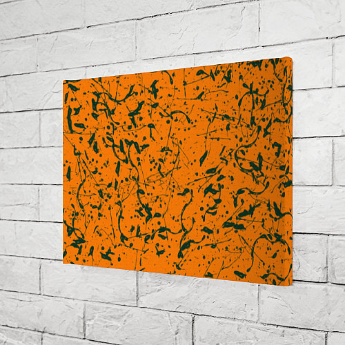 Картина прямоугольная Оранжевый с брызгами зеленой краски / 3D-принт – фото 3