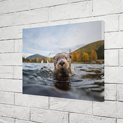 Холст прямоугольный Выдра смотрит из воды, цвет: 3D-принт — фото 2