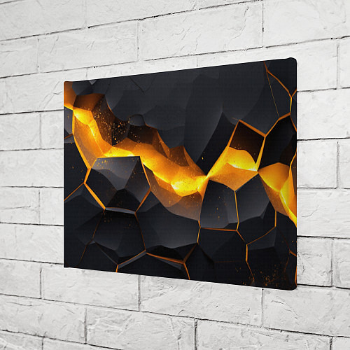 Картина прямоугольная Разлом черных плит и оранжевая лава / 3D-принт – фото 3