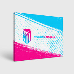 Холст прямоугольный Atletico Madrid neon gradient style по-горизонтали, цвет: 3D-принт