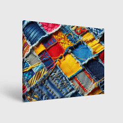 Холст прямоугольный Colorful denim patchwork - ai art, цвет: 3D-принт