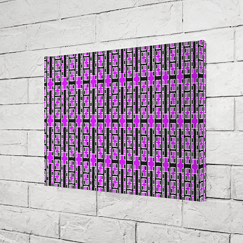Картина прямоугольная Розовые и чёрные кирпичики на чёрном фоне / 3D-принт – фото 3