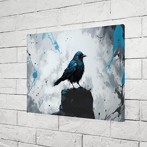 Картина прямоугольная Ворон с чёрно-голубым оперением / 3D-принт – фото 3
