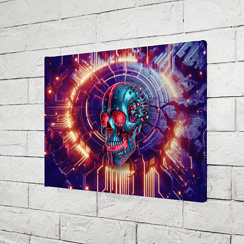 Картина прямоугольная Cyber art skull - steel metal / 3D-принт – фото 3