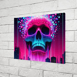 Холст прямоугольный Pixel skull blast brain - cyber city ai art, цвет: 3D-принт — фото 2