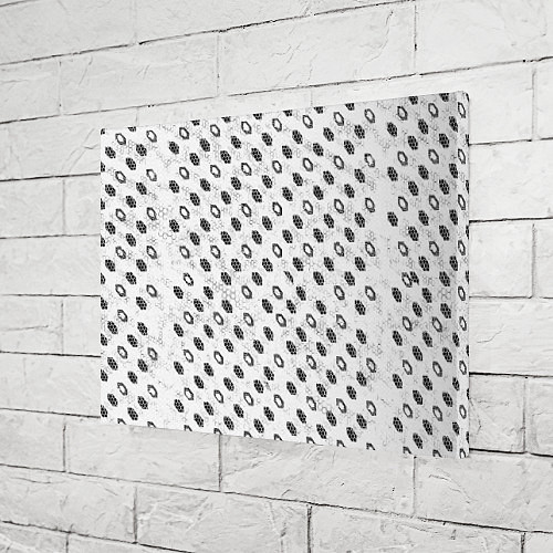 Картина прямоугольная Чёрные шестиугольники на белом фоне / 3D-принт – фото 3